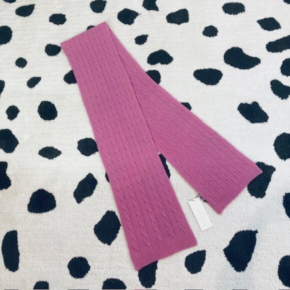 NWT 100% Cashmere $165 Nordstrom Pink Cable Knit Warm Winter Luxe Classic Scarf - Picture 3 of 8